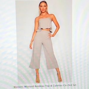 Gray Bandeau Top & Culottes Co-ord Set